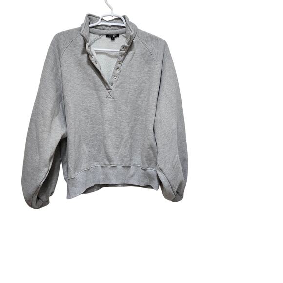 Papermoon Gray Snap Neck Fleece Pullover Sweatshirt Women’s M - Picture 1 of 7